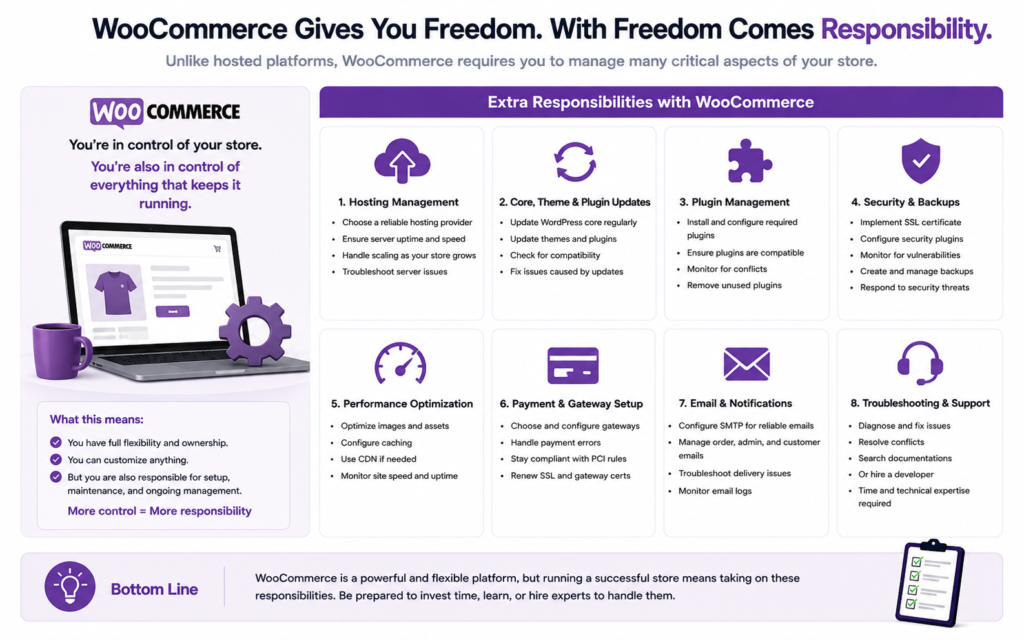 Shopify VS WooCommerce For Beginners
Responsibilities Involved with WooCommerce