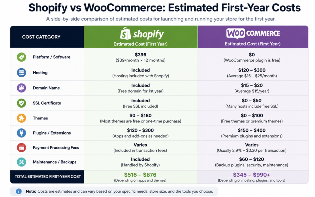 Shopify VS WooCommerce For Beginners
Pricing comparison